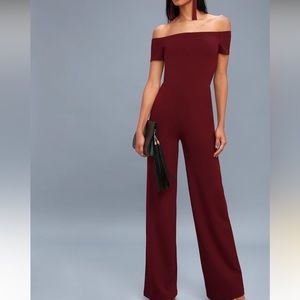 Red wide leg pant jumpsuit